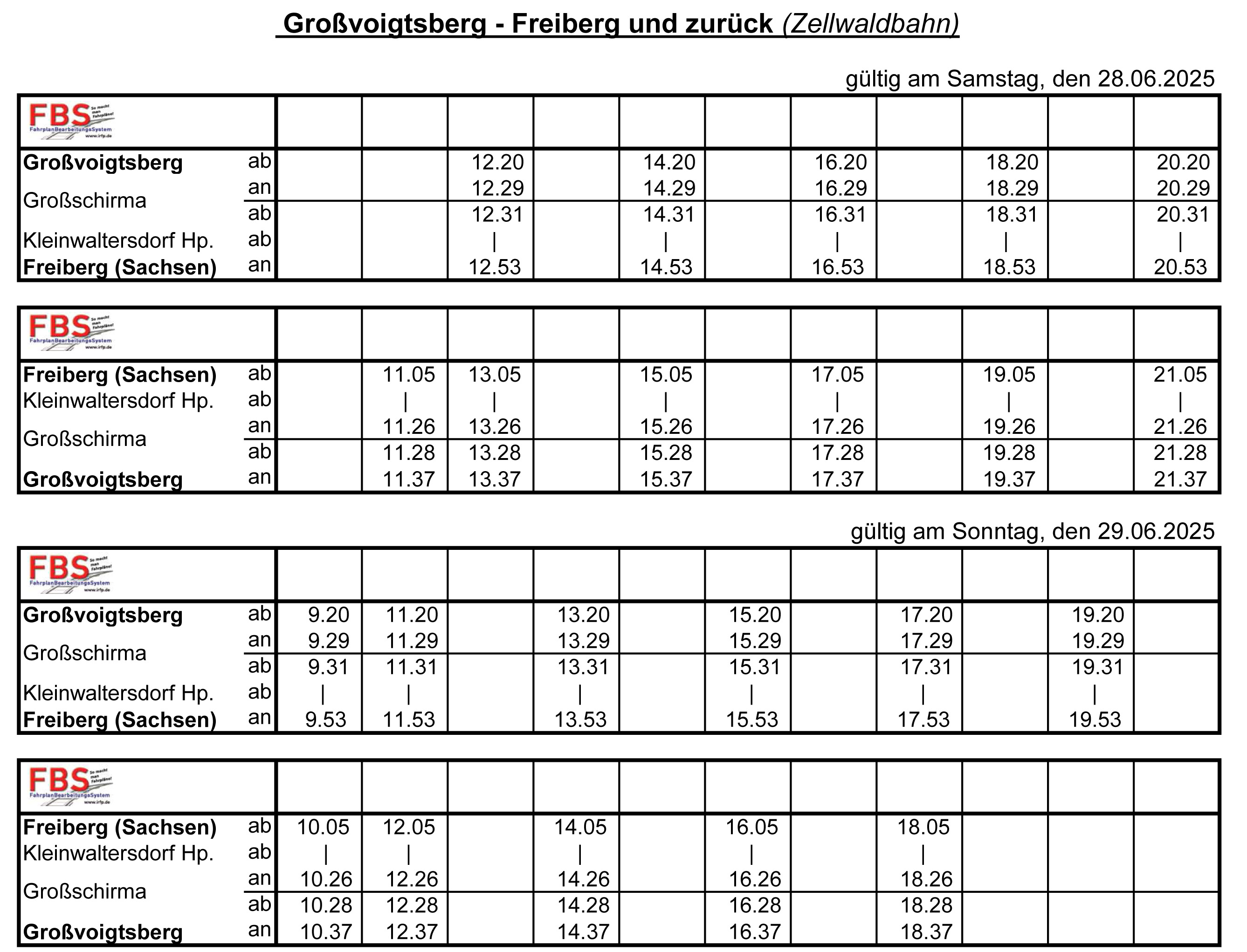 Fahrplan DFR DGVB